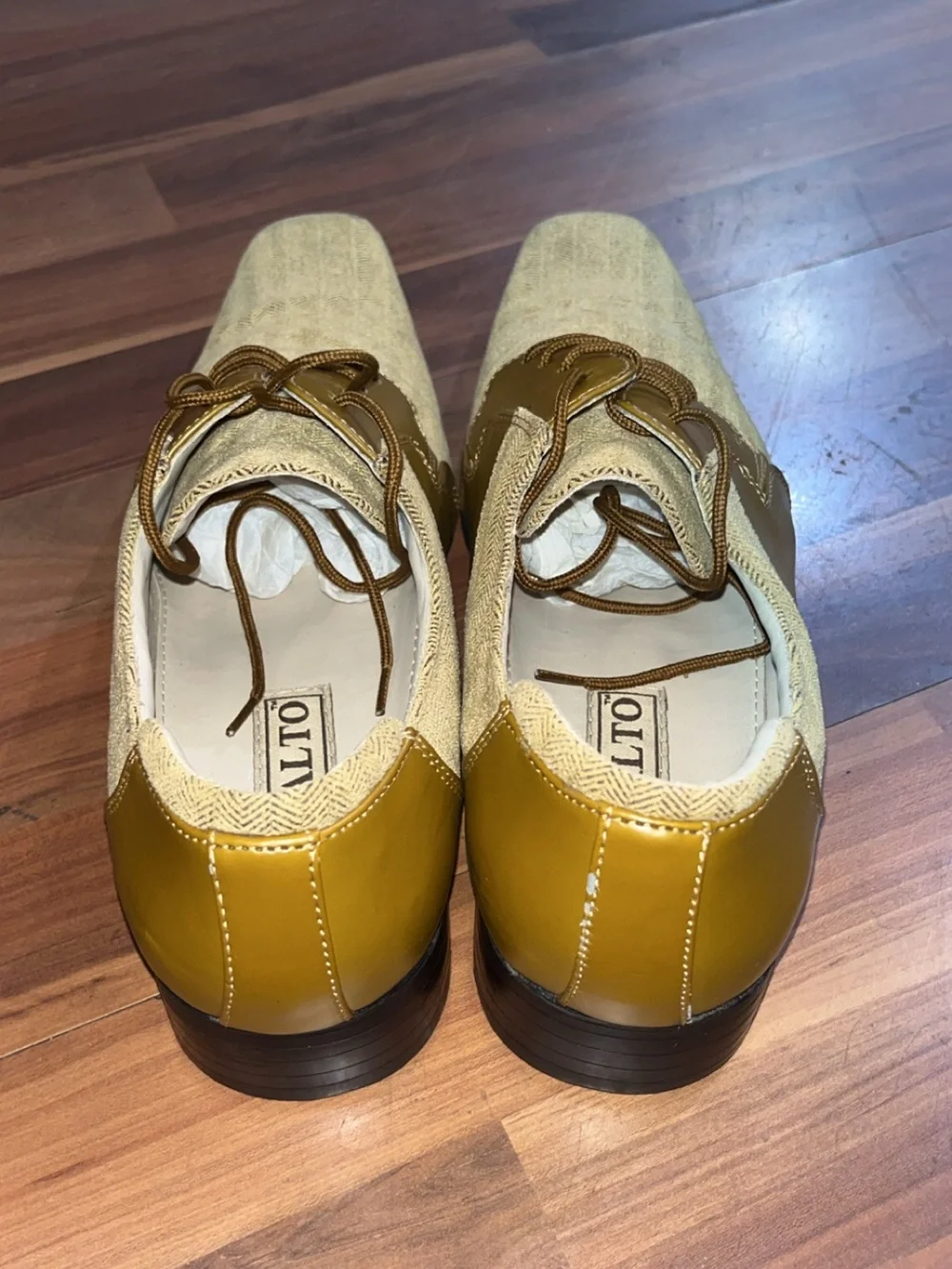 Men's Olive & Beige Herringbone Dress Shoes